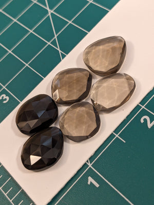 Faceted Smokey Quartz Flat Back Cabochon Lot 4