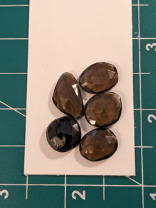 Faceted Smokey Quartz Flat Back Cabochon Lot 2