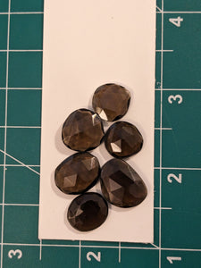 Faceted Smokey Quartz Flat Back Cabochon Lot 1