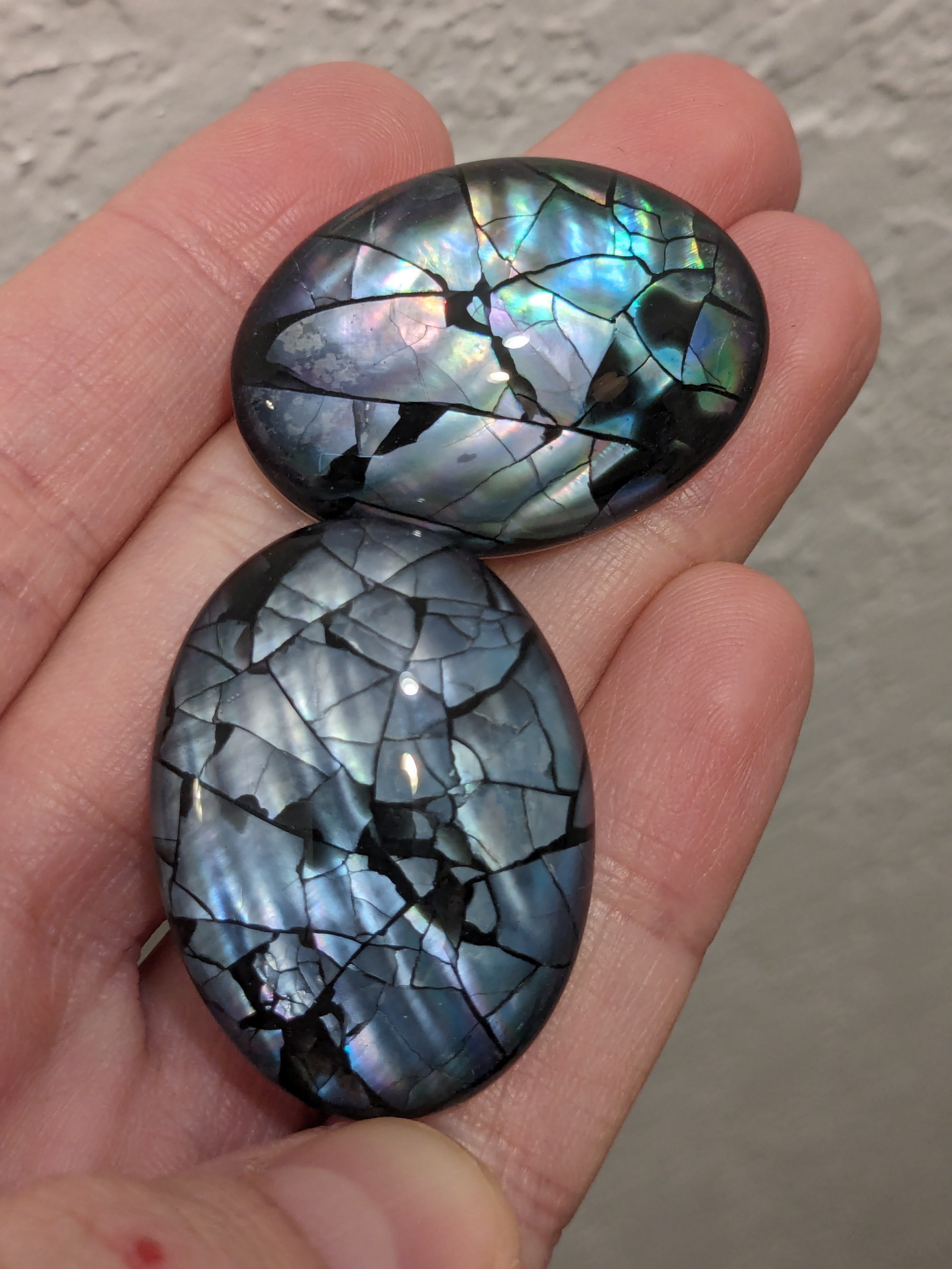 Abalone Shell With Clear Glass Topper Cabochon
