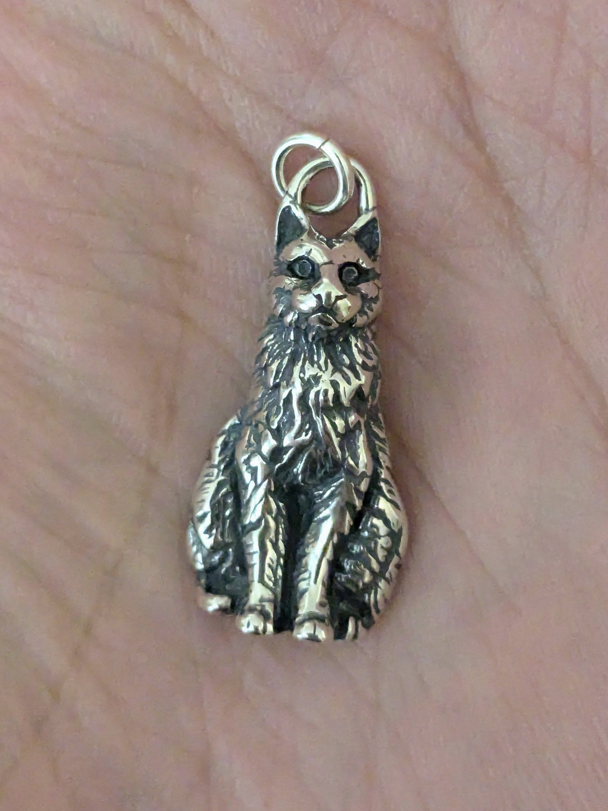 Vintage Cat Sterling Silver Necklace With (1) 18 INCH Sterling Silver Chain