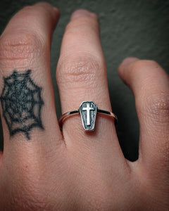 Coffin Cross Sterling Silver Small Band Ring
