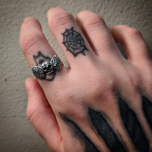 Skull With Wings Sterling Silver Ring