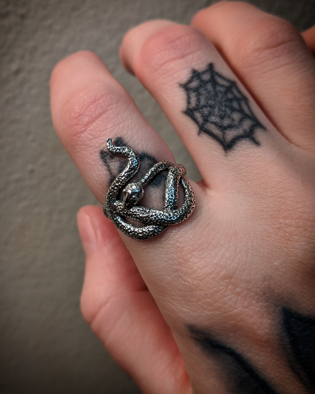 Slithering Textured Snake Sterling Silver Ring