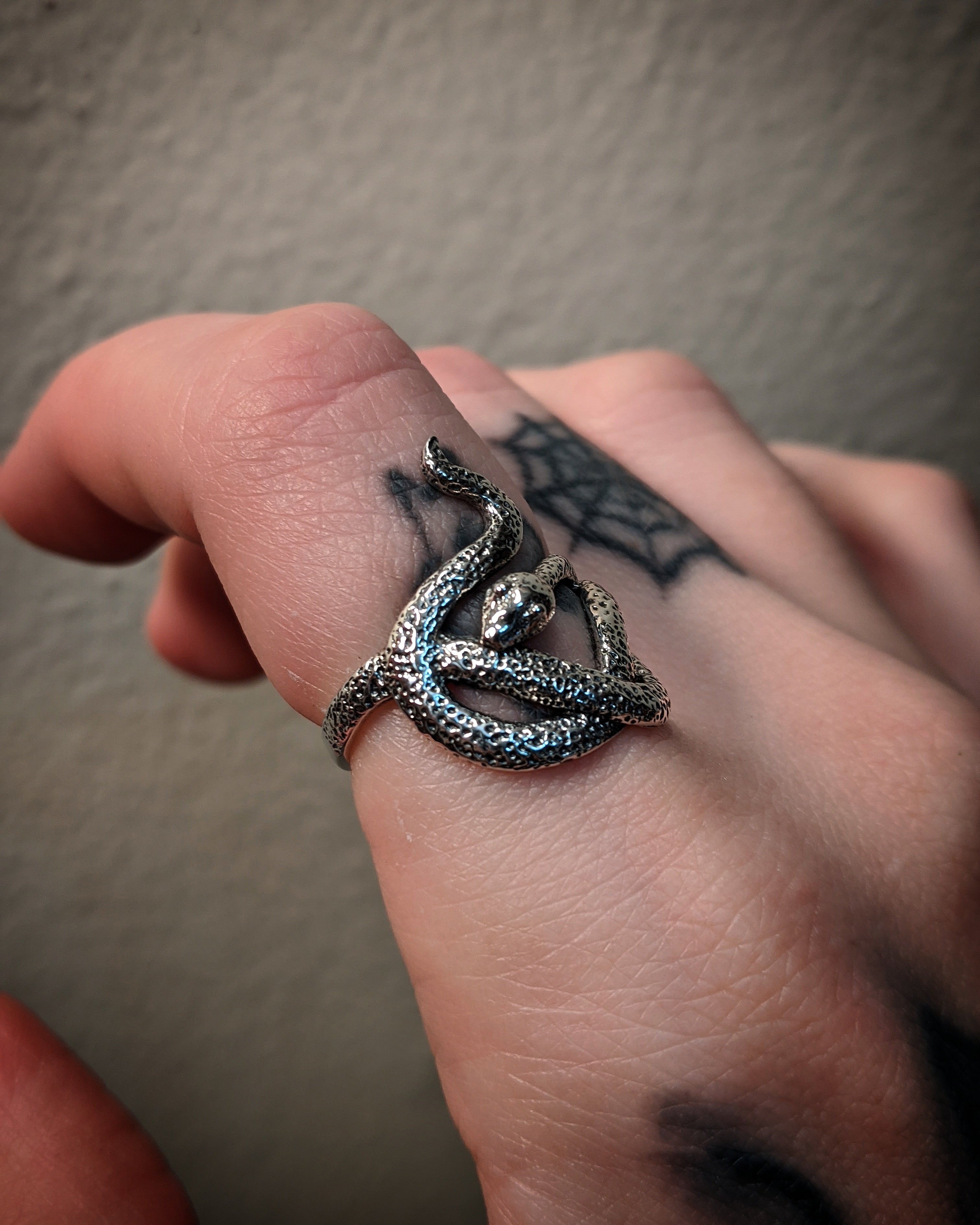 Slithering Textured Snake Sterling Silver Ring