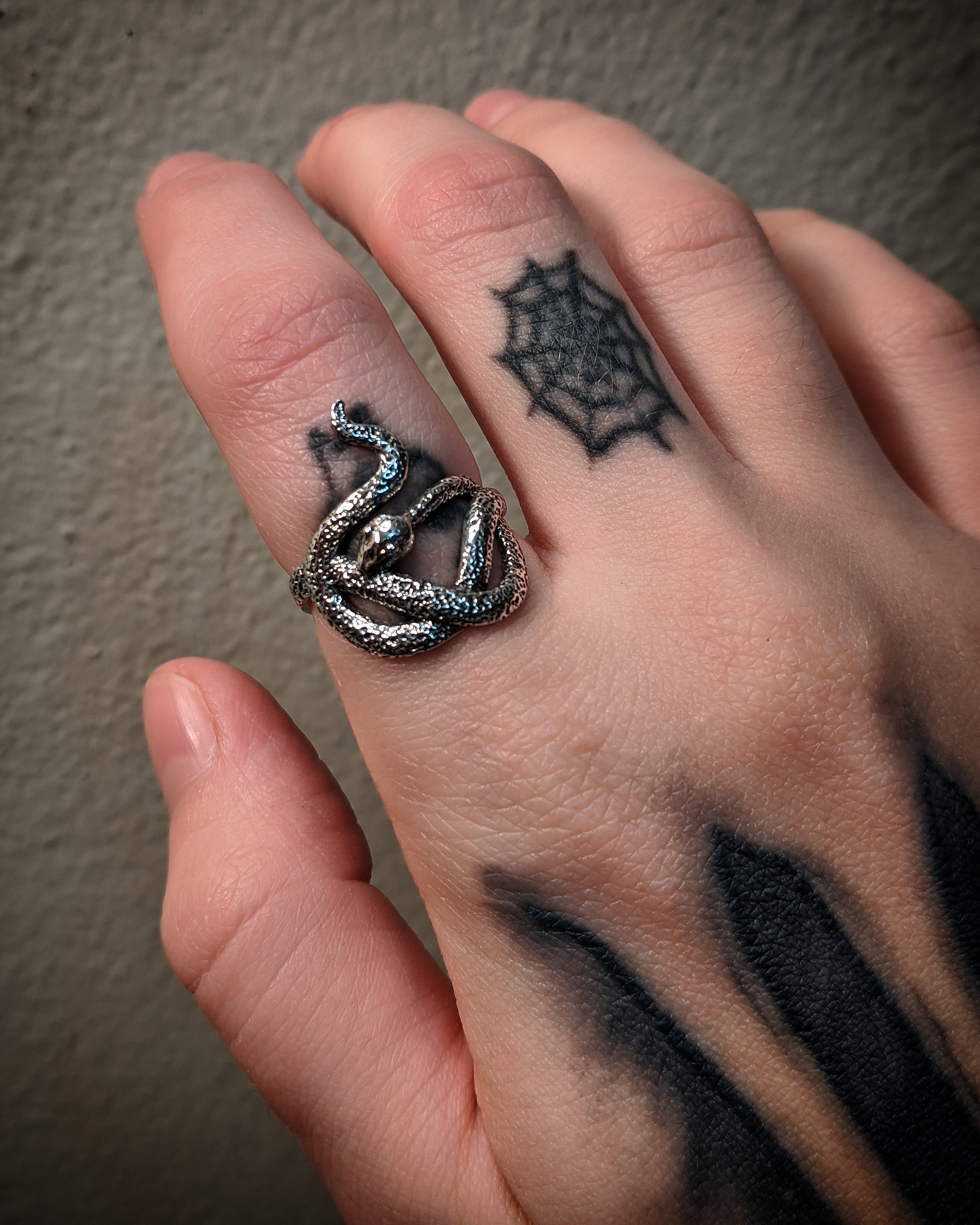 Slithering Textured Snake Sterling Silver Ring