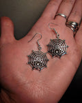 Spider On Web Dramatic Mixed Metal Earrings With Surgical Stainless Steel Ear Hooks