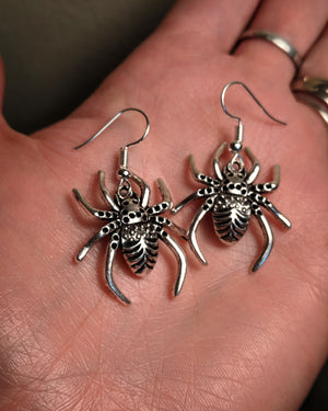 Textured Spider Mixed Metal Earrings With Surgical Stainless Steel Ear Hooks