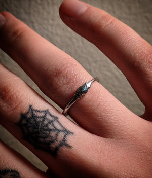 Detailed Ouroborus Snake Sterling Silver Stacking Ring