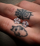 Mini Sterling Silver Star Pentagram Post Earrings