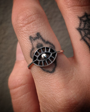 Decorative Sun Eye Sterling Silver Ring