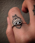 Extra Long Eyelash Eye Sterling Silver Ring