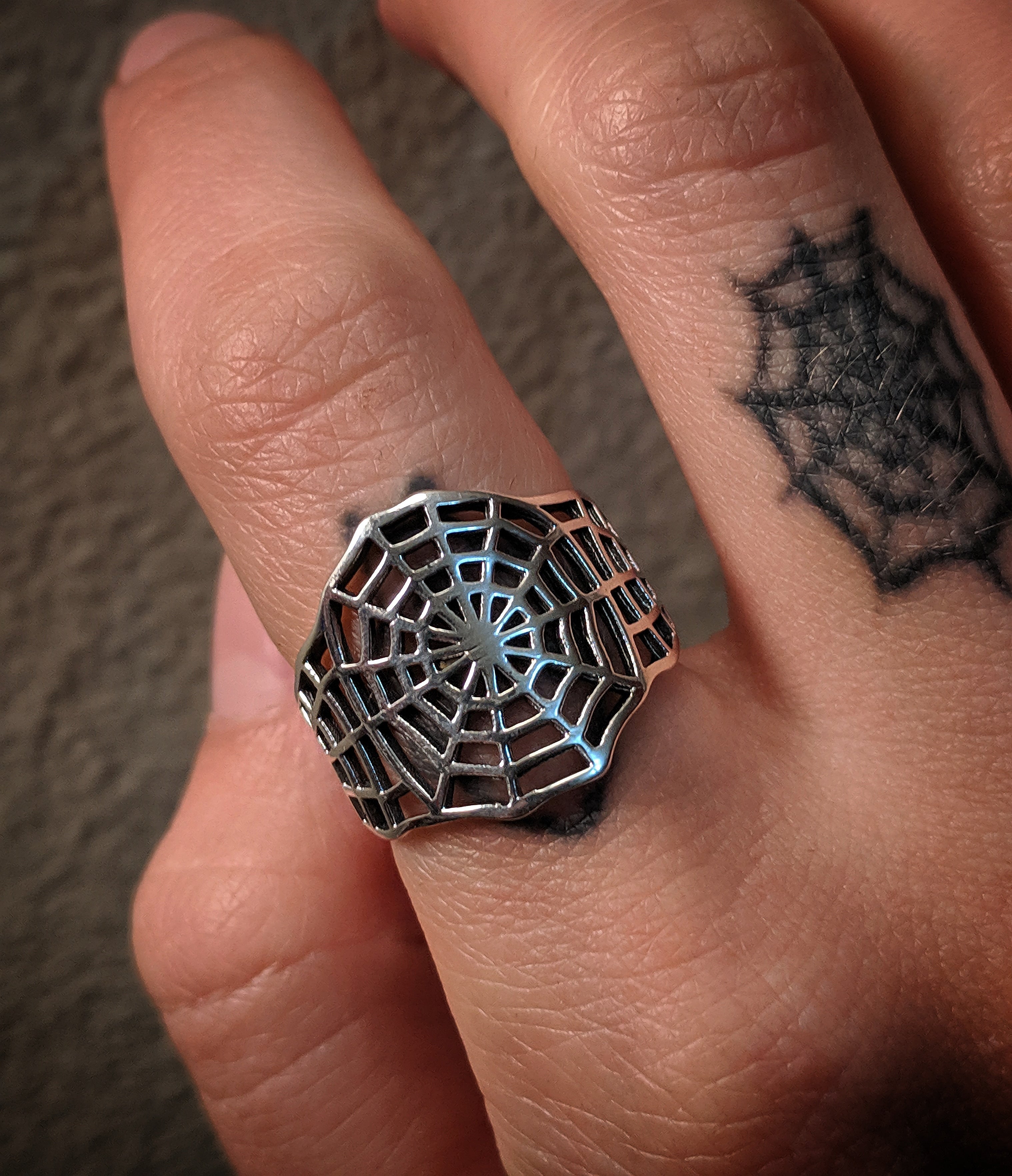 Spiderwed Abstract Sterling Silver Ring
