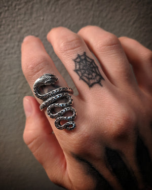 Statement Textured Snake Sterling Silver Ring