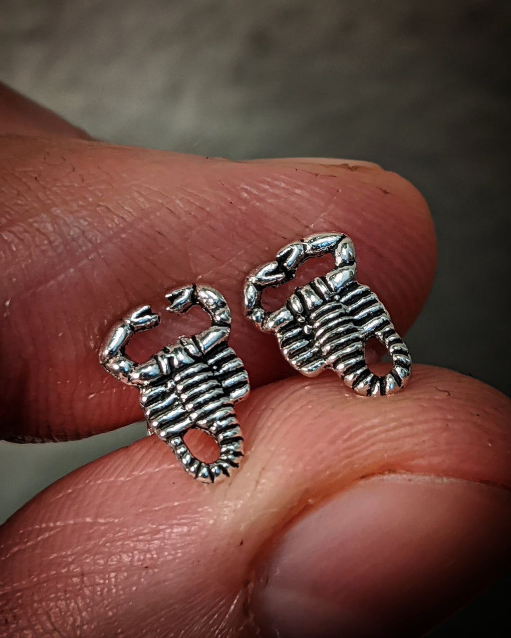 Mini Sterling Silver Scorpion Post Earrings