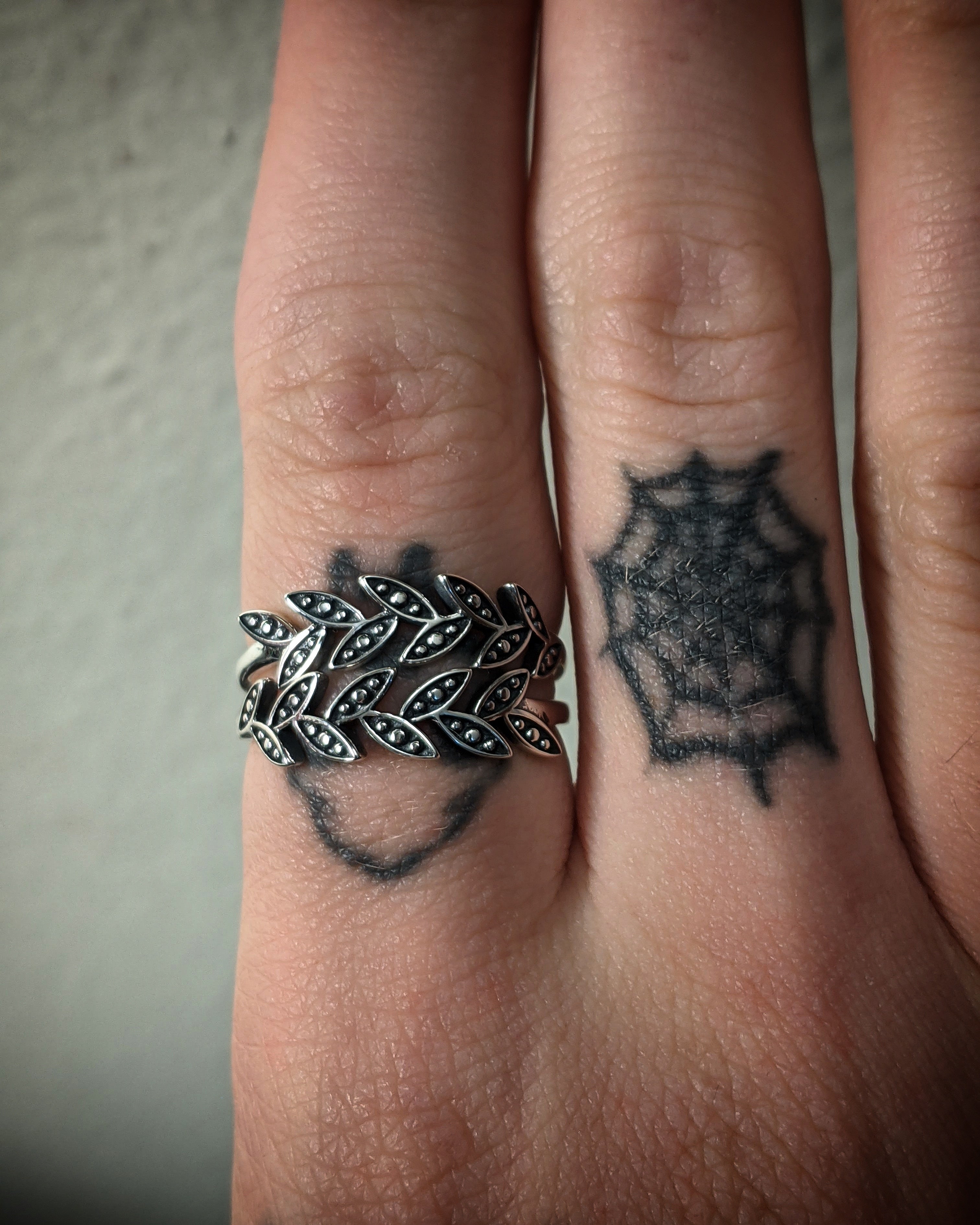 Double Leaves Sterling Silver Rings