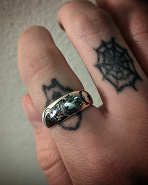 Crescent Moon And Star Sterling Silver Ring