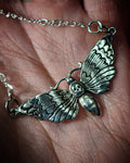 Sterling Silver Deaths Head Moth Pendant With (1) 18 INCH Sterling Silver Chain