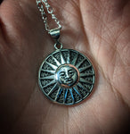 Sterling Silver Sun Pendant With (1) 18 INCH Sterling Silver Chain