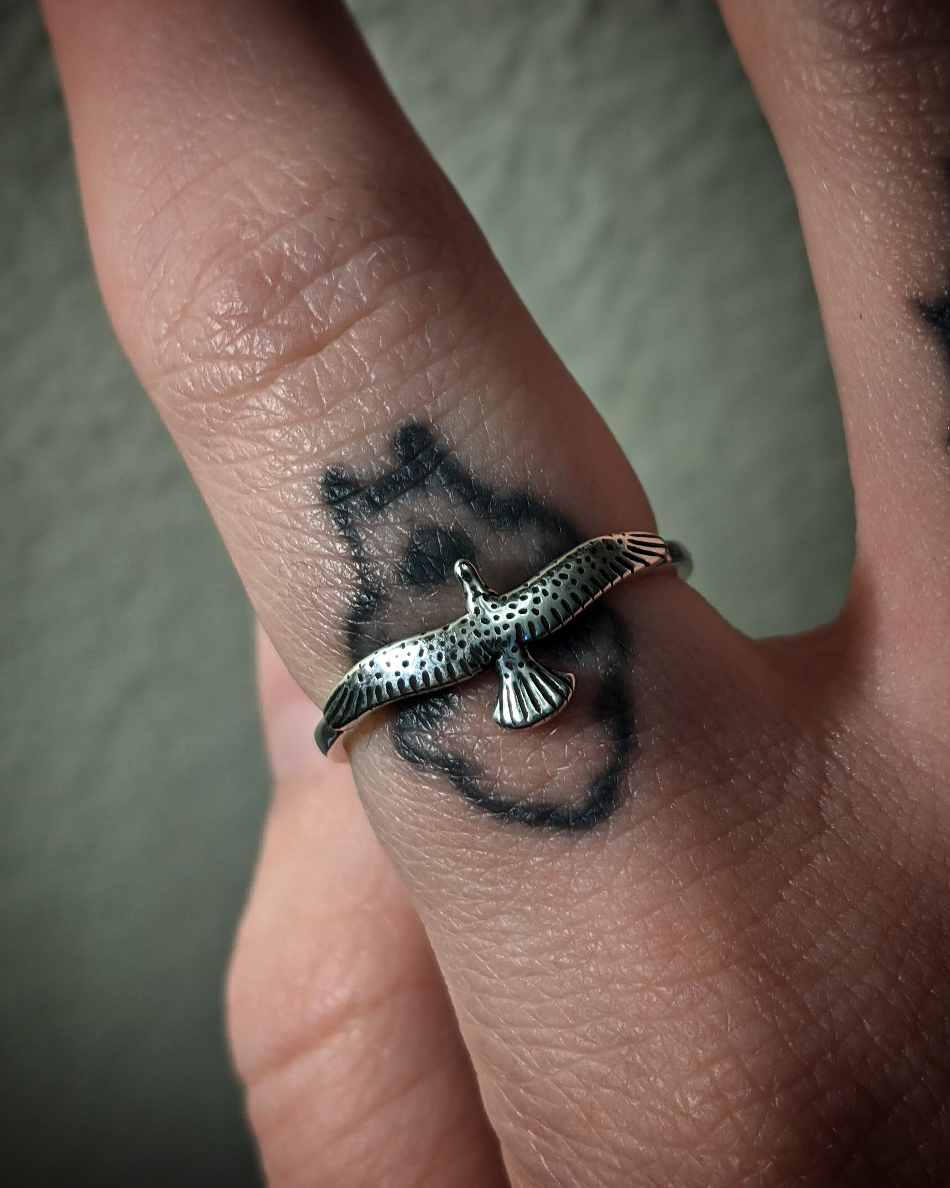 Flying Bird Stacking Sterling Silver Ring