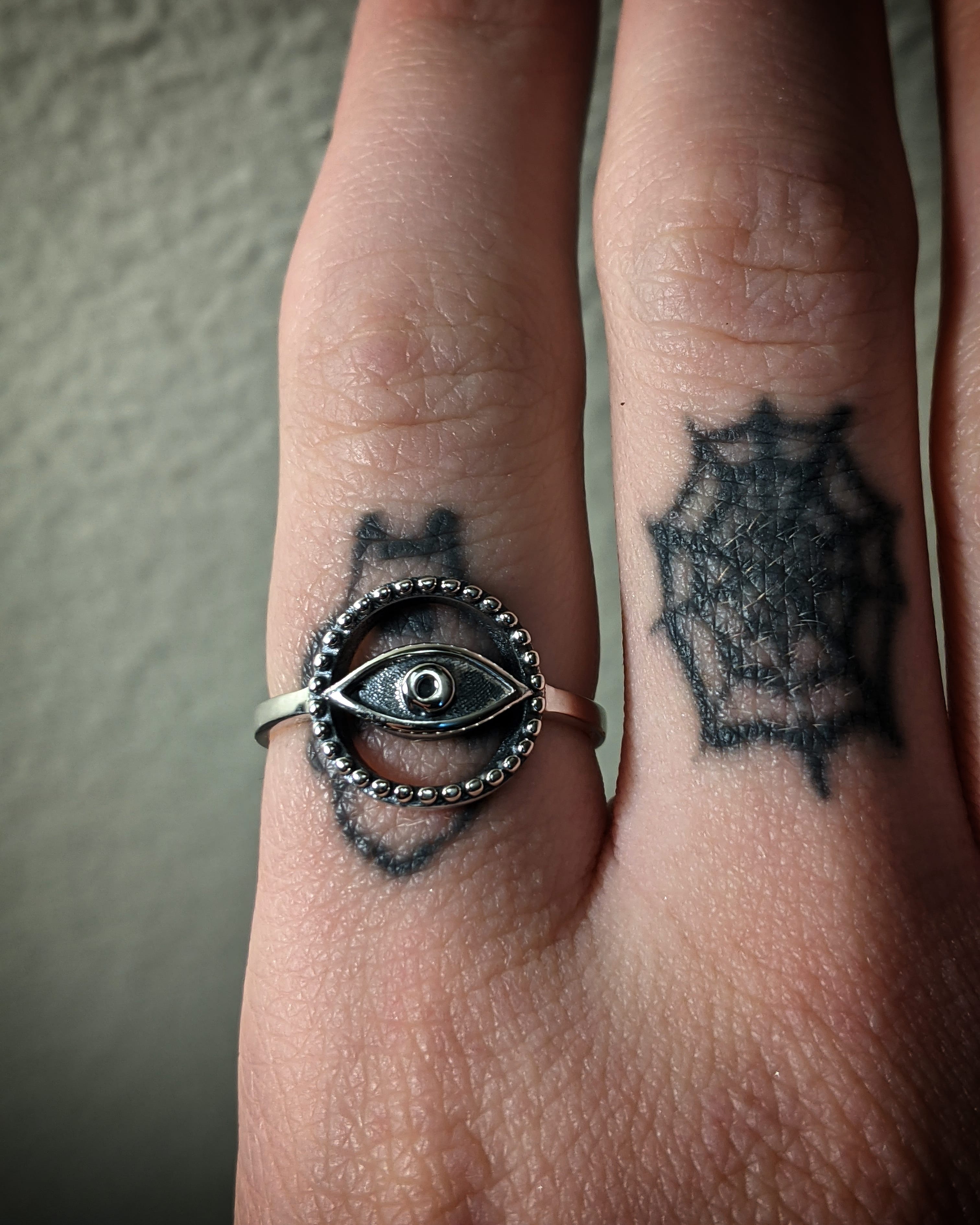 Beaded Eye Sterling Silver Ring