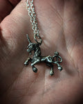 Vintage Casted Old Unicorn Silver Necklace With (1) 18 INCH Sterling Silver Chain