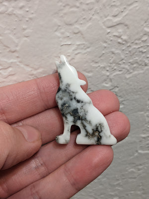 Howlite Wolf Cabochon from PHONEXRISINGGEMSHOP